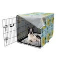 thumbnail image 5 of Summer Dog Crate Cover, Vacation Sun Wears Sunglasses Beach Tropical Island with Palm Trees, Easy to Use Pet Kennel Cover Small Dogs Puppies Kittens, 7 Sizes, Pale Blue Yellow and Green, by Ambesonne, 5 of 6