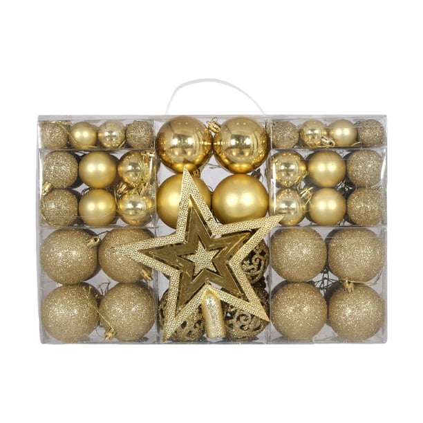 101 adornos navideños con forma de estrella para la copa del árbol, colgantes creativos para decorar. Oro