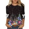 thumbnail image 5 of Tqyyweavej Womens 3/4 Sleeve Christmas Shirt Merry Christmas Tree Graphic Tees Family Holiday Xmas T-Shirts Gift Tops, 5 of 5