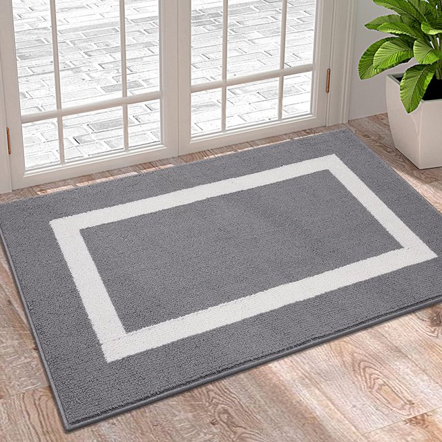 XICEN Tapis de Porte Intérieur, 20x32, Tapis d'Entrée Antidérapant Absorbant Résistant à la Saleté, Lavable à la Machine, Profil Bas, Tapis d'Entrée Intérieur pour Vestibule, Gris
