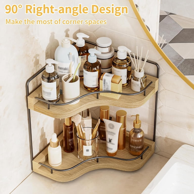 JDNRXO 2-Tier Corner Bathroom Counter Organizer, Wood photo 4