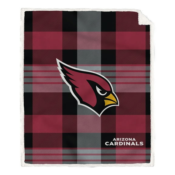 Pegasus Arizona Cardinals 60- x 70- Plaid Steel Ultra Cozy Sherpa Blanket