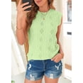 thumbnail image 5 of SMZ Women's Summer Tops Casual Crewneck Cap Sleeve Shirts Lightweight Crochet Knit Texture Tank Top Blouses, 5 of 5
