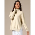 thumbnail image 3 of DARING DIVA Turtleneck Sweater Pullover Fall Winter Outfits XL Light Khaki, 3 of 5