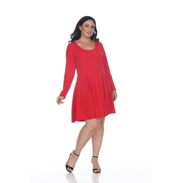 White Mark Robe Patineuse à Manches Longues pour Femmes