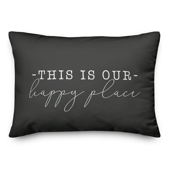 Creative Products This Is Our Happy Place Black and White 14x20 Indoor / Outdoor Pillow