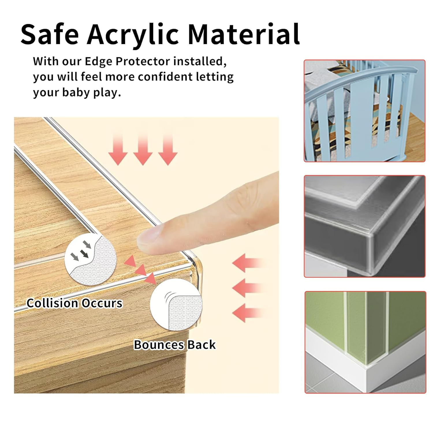 Clear Soft Corner Protectors for Furniture Strip,0.8in x 9.84FT,Sharp Edge & Table Bumper,Cabinet,Window Sill,Wall Corner Protector,Baby Proof Corners and Edges,3 Rolls