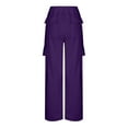 thumbnail image 6 of FAIWAD Womens Stretch Cargo Pants High Waist Casual Workout Wide Leg Trousers with Pockets (X-Large, Purple), 6 of 7