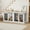 White+Light Oak, variant on 71‘’ Dog Cage Furniture for 2 Pets, Wooden Double Dog Crate Furniture TV Stand with Removable Divider & Tray for Mideum and Large Dog