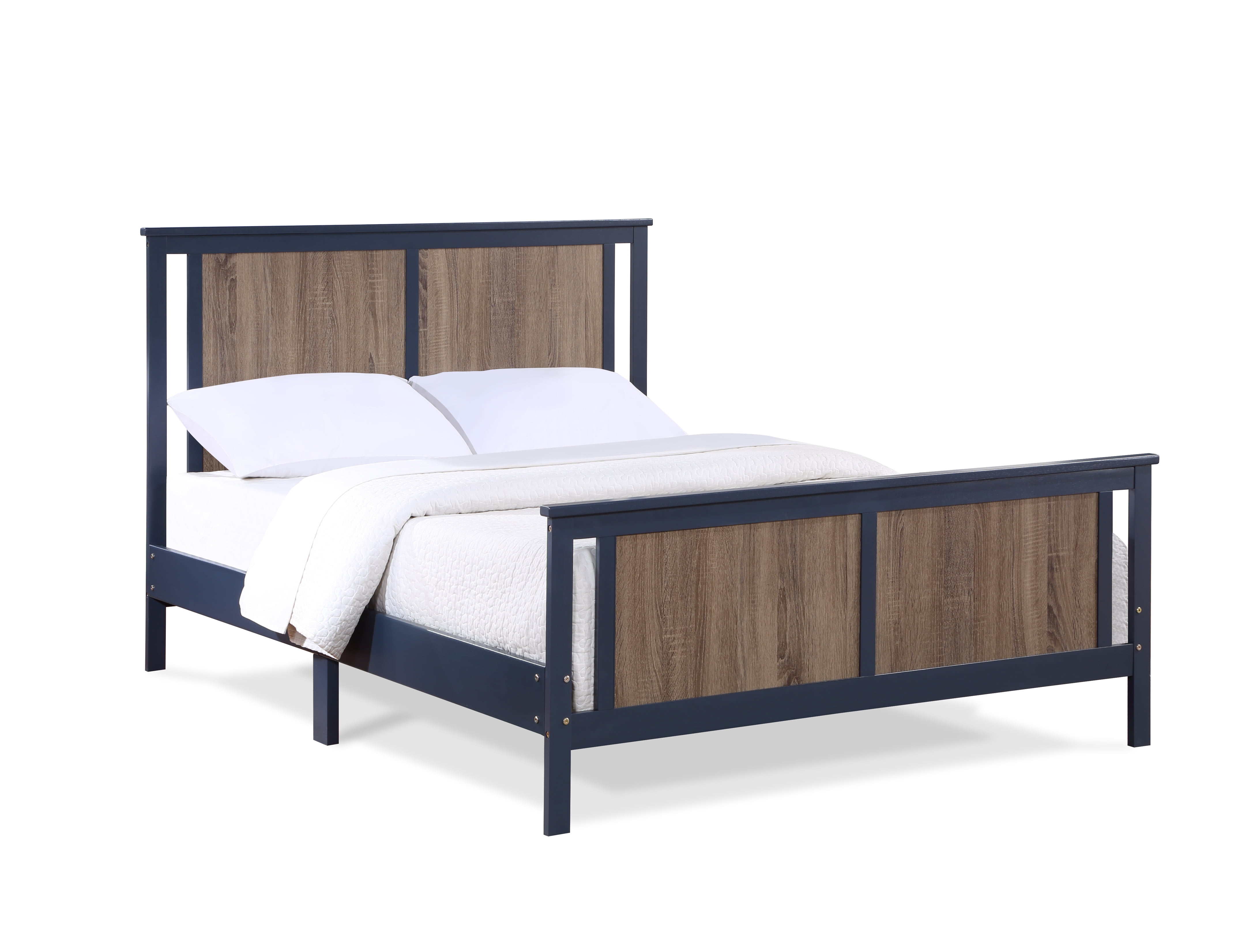Olive & Opie Connelly Full Bed Midnight Blue/Vintage Walnut