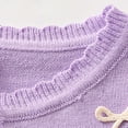thumbnail image 5 of HAOTAGS Girls Short-Length Knitted Cardigan with Bow Detail Casual One-Button Open Front Cover Up Jacket Purple Size 2T, 5 of 9