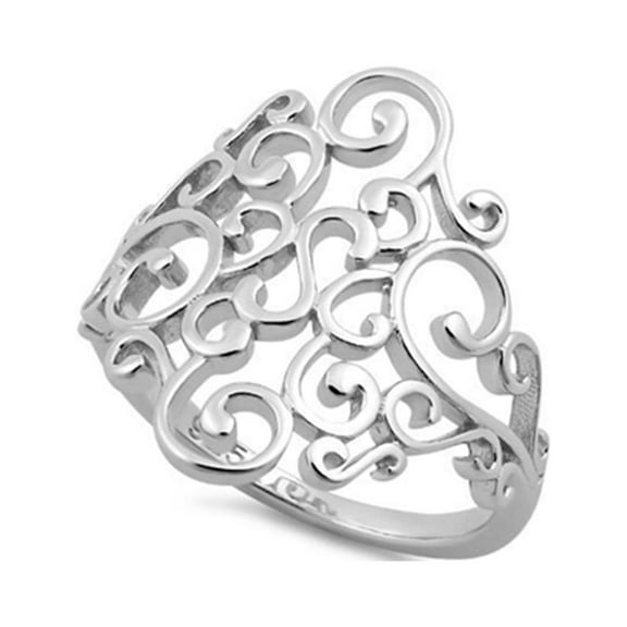 925 Sterling Silver Platinum Plated Elegant Vines Women Valentines Day Gifts Ring