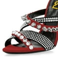 thumbnail image 2 of FSJ Women Rivets Studded Crisscross Straps Sandals with Rhinestones Open Toe Zipper Stiletto High Heels Sexy Cocktail Party Dressy Shoes Size 8 Red, 2 of 4