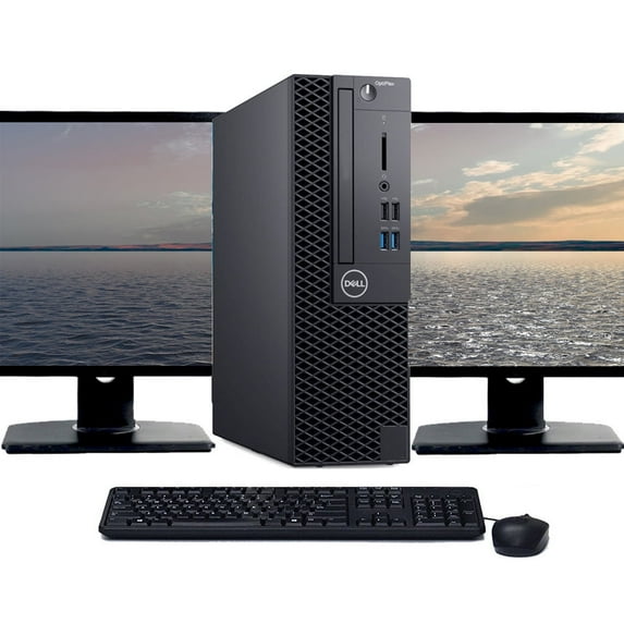 Restored Dell OptiPlex Desktop Computer | Intel Core i5 7th gen | 16GB RAM | 512GB SSD | Windows 10 Pro | Dual 22" LCD (Refurbished)