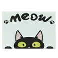 thumbnail image 1 of Cat Cutting Board, Bold Meow Typography with a Funny Kitten Peaking with Paws, Decorative Tempered Glass Cutting and Serving Board, in 3 Sizes, by Ambesonne, 1 of 2