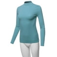 thumbnail image 5 of A2Y Women's Basic Solid Soft Cotton Long Sleeve Mock Neck Top Shirts Junior Fit Titanium S, 5 of 6