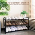 thumbnail image 2 of 3-Tier Expandable Shoe Rack,Adjustable Shoe Shelf Storage Organizer Heavy Duty Metal Free Standing Shoe Rack for Entryway Closet Doorway (Black), 2 of 4