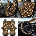 thumbnail image 3 of Jeiento Skull Car Seat Cover Set with Steering Wheel Cover Seat Belt Covers Trash Bag Air Vent Phone Holder Rearview Mirror Cover Cup Coasters Daisy Key Chain 15 PCS Auto Accessories, 3 of 6