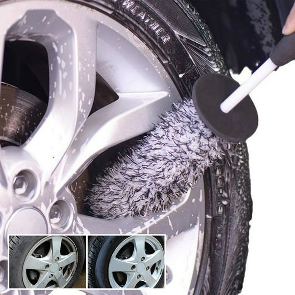 EGNMCR Long Microfiber Car Wash Brush Tire Steel Rim Wheel Cleaning Brush Wheel Brush Border Car Detailing auto brush
