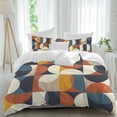 thumbnail image 2 of Navy Blue Beige Bedding 3 Piece Duvet Cover Set California King, Middle Century Modern Geometric Abstract Art Soft Microfiber Comforter Cover with Zipper Closure & Pillowcases, Quilt Cover, 2 of 9