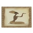 thumbnail image 1 of African Cutting Board, Folk Art Element Frame Native Lady Hand Gesture Antique, Decorative Tempered Glass Cutting and Serving Board, Large Size, Brown Pale Brown, by Ambesonne, 1 of 1