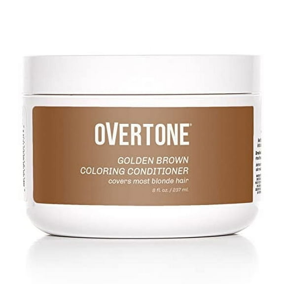 oVertone Color Depositing Semi-Permanent Hair Dye Conditioner - 8 oz For All Hair Types & Color-Treated Hair, Moisturizing Shea Butter & Coconut Oil - Vegan & Cruelty-Free, Golden Brown