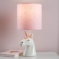 thumbnail image 3 of YourZone 16"H Ceramic Unicorn Accent Lamp, Pink and White Glossy Finish with Glow-in-the-Dark Star Print Shade, 3 of 15