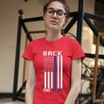 thumbnail image 3 of Tee Hunt Back The American Flag T-Shirt Police Law Enforcement Women's T-Shirt Tee, Red, Large, 3 of 5