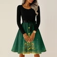 thumbnail image 2 of Christmas Dresses for Women Women's Casual Fashion Round Neck Long Sleeve Christmas Printed Party Vintage Long Dresses for Holiday Gathering,Army Green,L, 2 of 7
