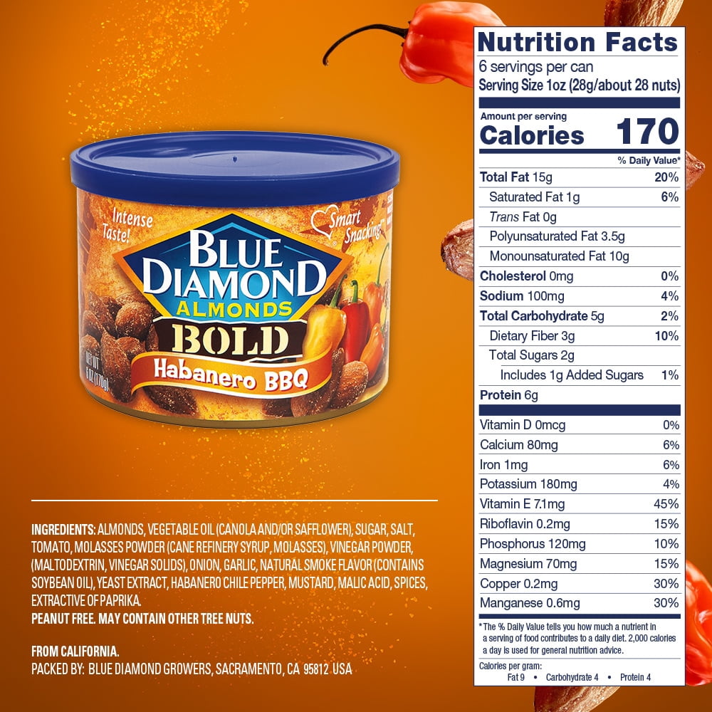 Blue Diamond Bold Habanero BBQ Almonds 6 oz - 5 Pack