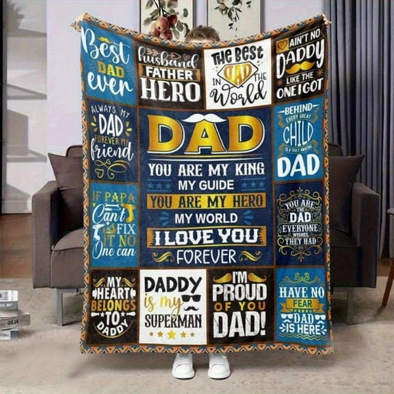 [Maple] [60x50inch] Soft Funny Throw Blanket I Love You Dad Blanket- Flannel Throw Gift For Father'S Day Birthday From Daughter Son Warm Lightweight Printed Blankets For New Dad Bed Sofa Holiday