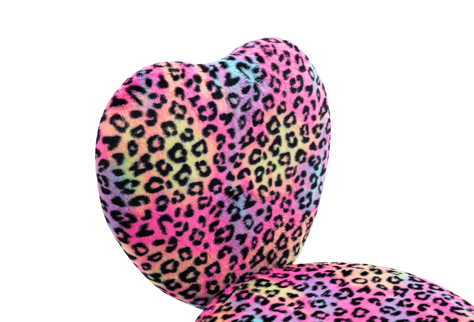 Guyou Cute Fluffy Kids Chair for Teen Girls Rolling Study Desk Student Chair, Fluffy Computer Task Chair, Adjustable Heart Shaped Bedroom Reading Dresser Chair, Leopard