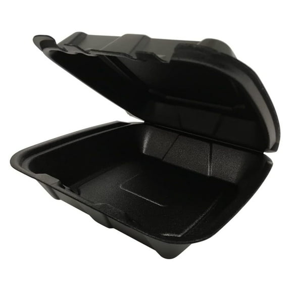 8" x 8" Ecopax Black Foam Hinged Container 1-Compartment 200