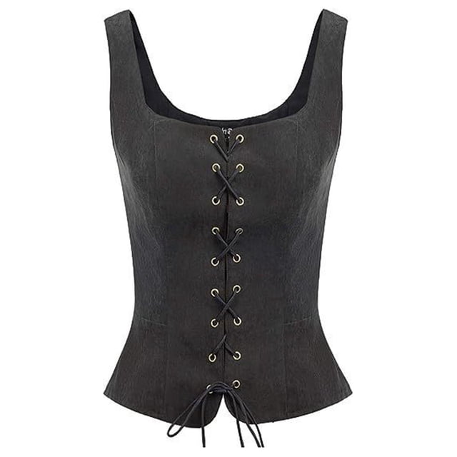 BLVB Renaissance Corset Tops Women Medieval Sleeveless Vest Western Outfit Plus Size Lace up Bodice