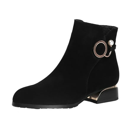 

Valentine s Day Deals!2022 Juebong Women s Ankle Fashion Flock Crystal Winter Zipper Lady Padent Pointed Toe Boots
