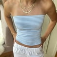 thumbnail image 2 of womens tank tops Strapless Striped Bandeau Tube Top Sleeveless Backless Casual Crop Top, 2 of 6