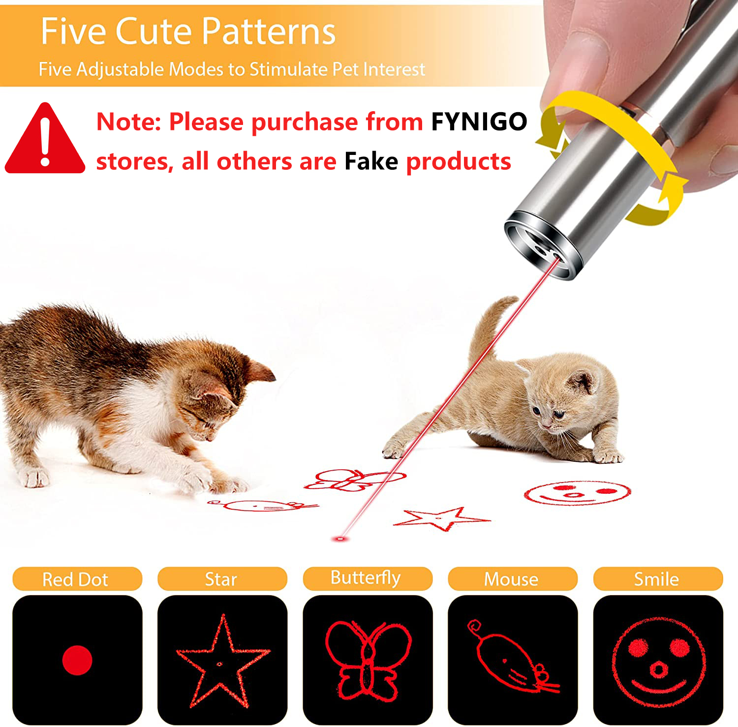 Fynigo Cat Laser Pointer Toy Rechargeable, Silver photo 4