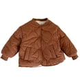 thumbnail image 4 of Spazoro Girls Quilted Bomber Jacket with Side Pockets, Long Sleeve Snap Button Stand Collar Warm Casual Padded Outerwear Coat Brown Size 9-10, 4 of 7