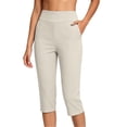 thumbnail image 2 of Ltctricy Capri Pants for Women Straight Leg Comfy Lounge Yoga Pants with Pockets Cropped Casual Work Pants(White,X-Large), 2 of 7