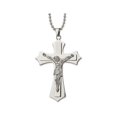 thumbnail image 1 of Mens Stainless Steel Large Crucifix Pendant Necklace with Chain (22 Inches), 1 of 4