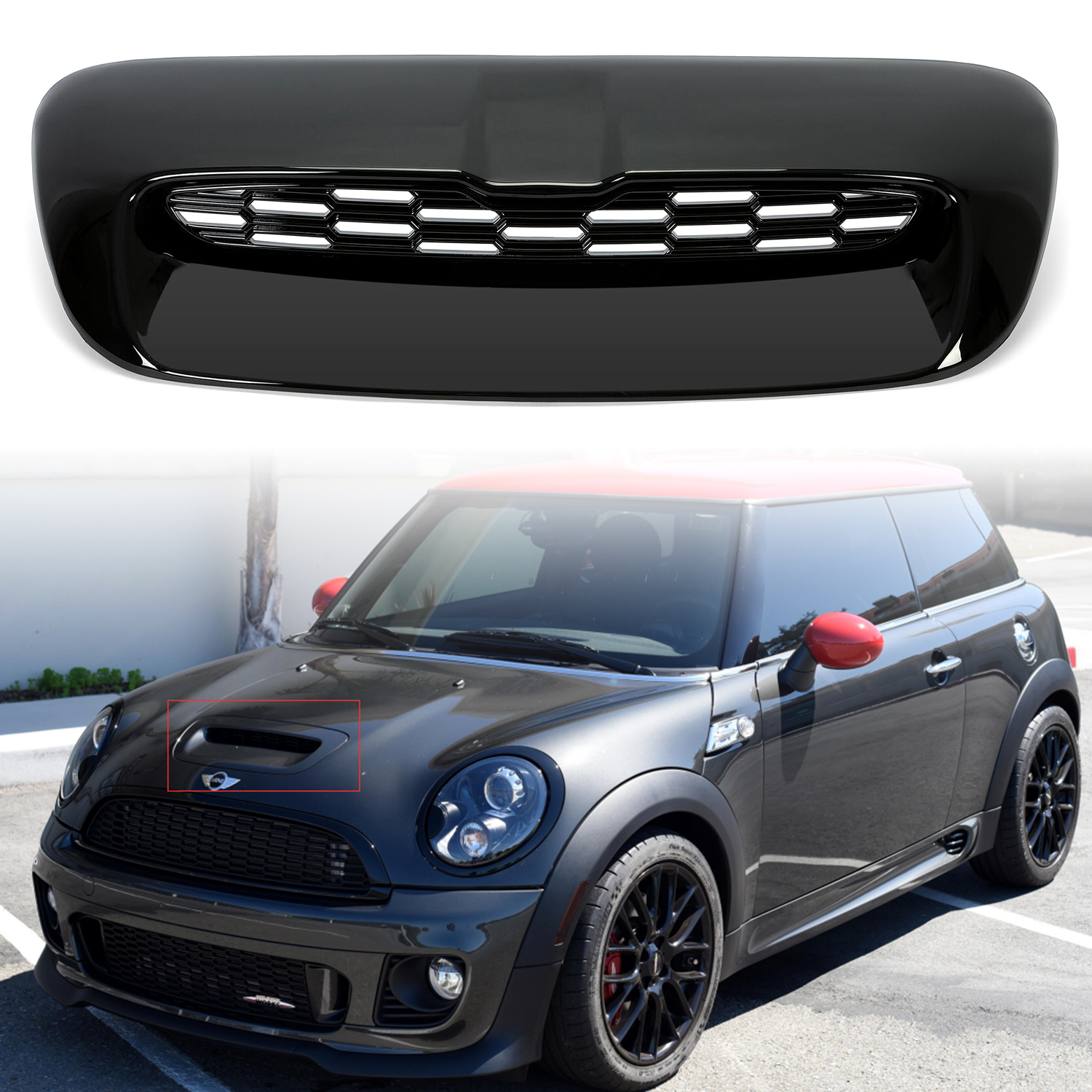 Kojem Hood Bonnet Air Intake Vent Scoop Cover Compatible with 2007-2013  Mini Cooper S R55 R56 R57 R58 R59 Black