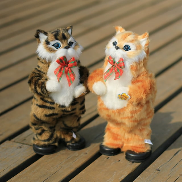 Gato de simulación eléctrico lindo, gato amarillo, gato que canta y baila, muñeco de regalo, juguetes interactivos para niños, regalo
