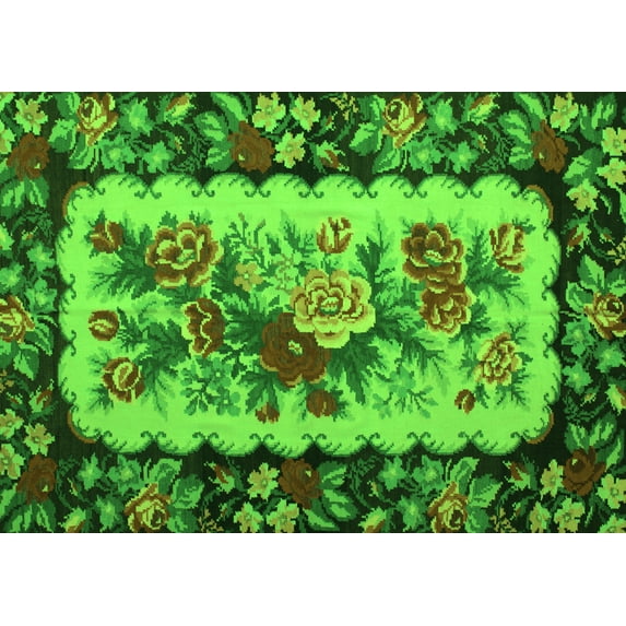 Ahgly Company Indoor Rectangle Persian Green Traditional Area Rugs, 2' x 4'