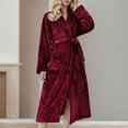 thumbnail image 4 of Long Robes for Women Mens Soft Plush Bath Robe Warm Bathrobes Comfy Full-length Nightgown Pajamas Sleepwear Housecoat Women Red L, 4 of 6
