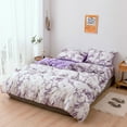 thumbnail image 3 of 3Pcs Set Polyester Marbled Quilt Cover Pillowcase Bedding Set EU Double Size (Purple), 3 of 6