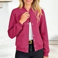 thumbnail image 6 of jtjvou Womens Cropped Jackets Casual Button Down Long Sleeve Stand Collar Shacket Coats Pink S, 6 of 9