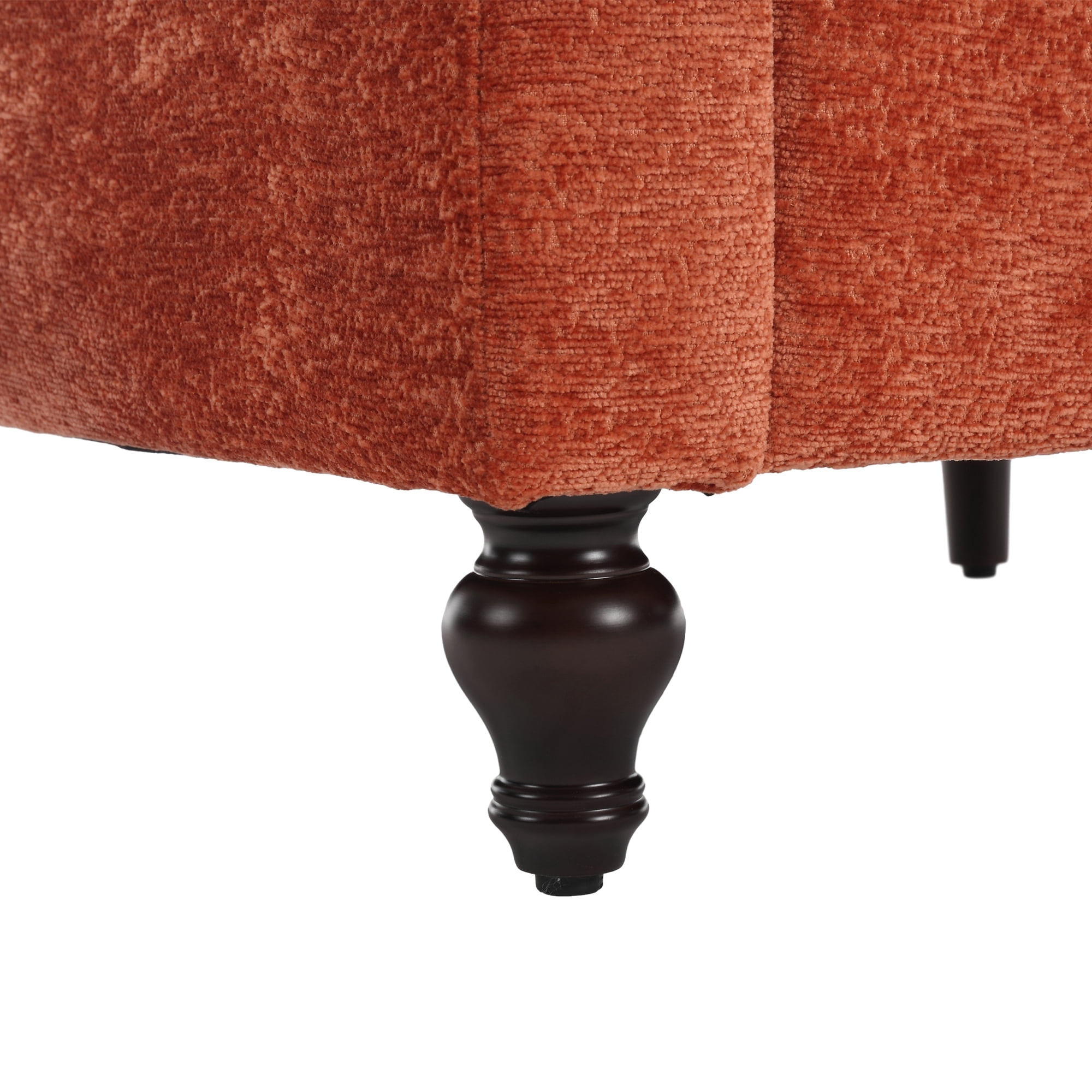 MAYEERTY Wood Frame Armchair, Modern Accent Chair Lounge Chair Tufted Club Chair, Mid Century Modern Arm Chairs with Studded, Solid Wood Frame, for Bedroom, Reading (Orange Chenille)