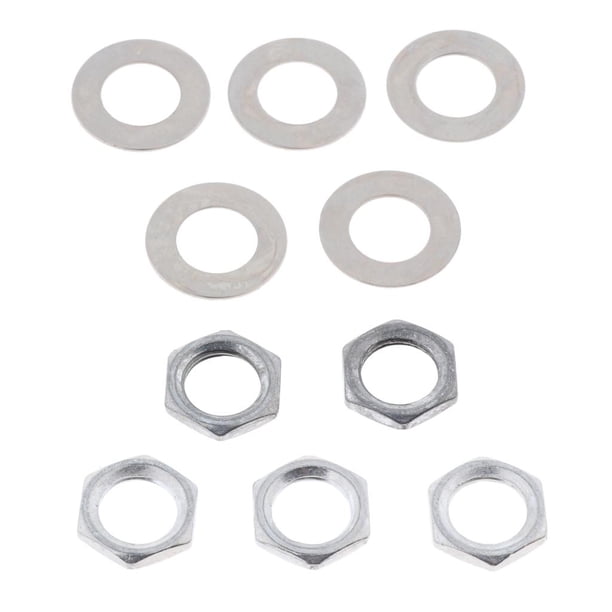 Tuercas de casquillo de 5 piezas + arandelas de potenciómetro de 5 piezas para piezas de guitarra eléctrica 8mm