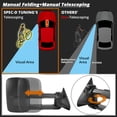 thumbnail image 4 of Spec-D Tuning Manual Extendable Tow Towing Mirrors, Compatible with 1988-1998 Chevy GMC C/K 1500 2500 3500, Left + Right Pair Assembly, 4 of 7