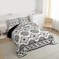thumbnail image 3 of Feelyou Hippie Tribal Aztec Full Size Comforter Sets, White Black Abstract Bedding Comforter Set, Teens Adult Women Men Reversible Bedding Sets, Super Cozy Room Decor, 3pcs, 3 of 8